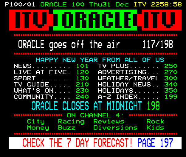100 Dec 31 1992 ITV ORACLE